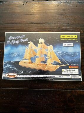 Puzzled European Sailing Boat 3D Puzzle - Natural Wood